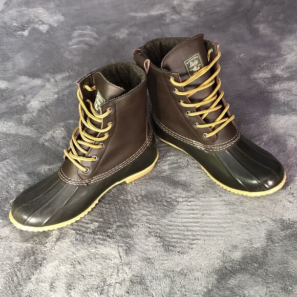 Bass Harlequin Brown Waterproof Duck Boots Womens Size 10M Rain Boots Snow Boots - Picture 11 of 11